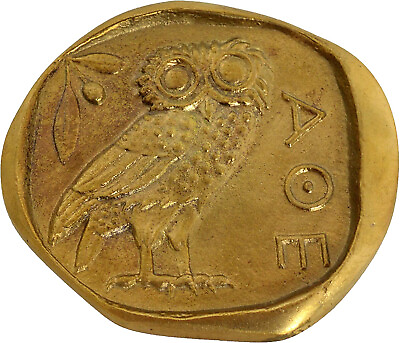 #ad Owl of Wisdom Bronze Desk Presse Papier Paperweight Goddess Athena symbol $98.10