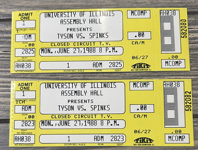 #ad Vintage June 27 1988 Tyson vs Spinks Set of 2 Tickets University of Illinois $143.99