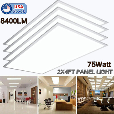 #ad 4Pcs 2x4 Dimmable LED Troffer 75W 5000K Cool White 8400LM Drop Ceiling Lamp $207.17