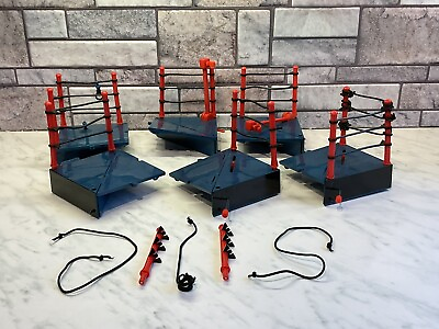 #ad WCW Wrestling Ring Fighters Set Of Six Ring 1 4 Sections Toy Biz 1999 Nitro Rare GBP 49.99