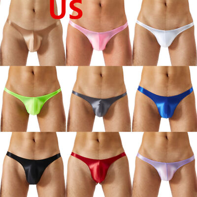 #ad US Mens Thongs Underwear G String T Back Glossy Bikini Pouch Underpants Swimwear $8.27