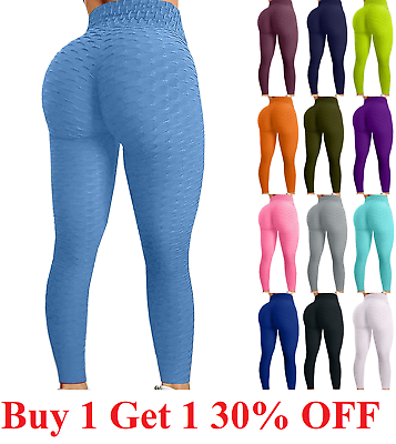 #ad Women Leggings Anti Cellulite High Waist Push Up Yoga Pants TikTok Butt Lift $11.95
