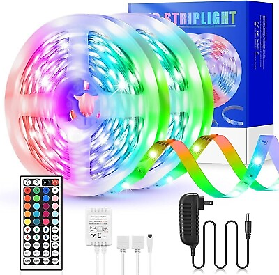 #ad 32ft LED Strip Lights Remote Control Bedroom for Indoor Use 3M Strong Adhesive $12.95