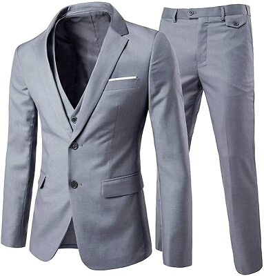 #ad Cloudstyle Men#x27;s 3 Piece 2 Buttons Slim Fit Solid Color Jacket Smart Wedding For $116.65