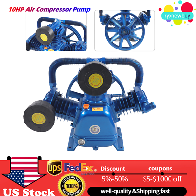 #ad 7.5KW 10HP 175psi W Style 3 Cylinder Air Pneumatic Compressor Pump Motor Head US $346.75