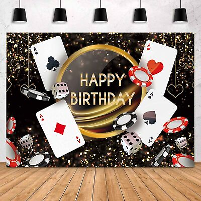 #ad Sensfun Casino Birthday Backdrop Las Vegas Casino Night Happy Birthday Photog... $75.89