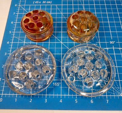 #ad Lot of 4 Vintage Glass Floral Frogs Round Flower Holders $24.99