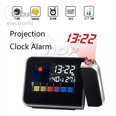 #ad LCD Digital LED Projector Projection Weather Station Calendar Snooze Alarm Clock $10.27