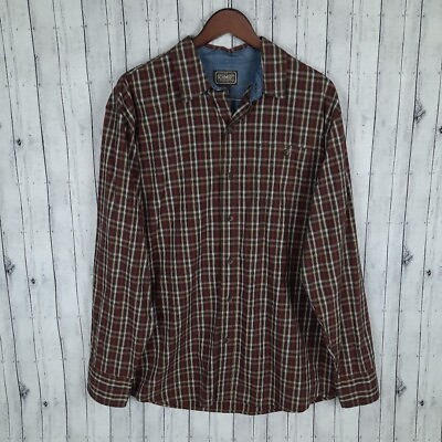 #ad C.E. Schmidt Men#x27;s Button Shirt Size Large Workwear Long Sleeve Brown Plaid $19.95