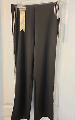 #ad Black SOFT Pants Silver FRINGE ACCENT without Pockets $24.88