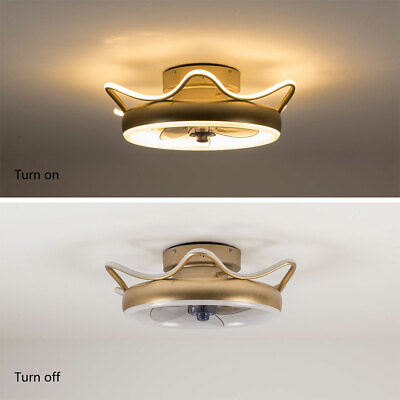#ad 22quot; Round Ceiling Fan Light LED Chandelier Lamp Remote Control 3 Speed 3 Colors $183.99