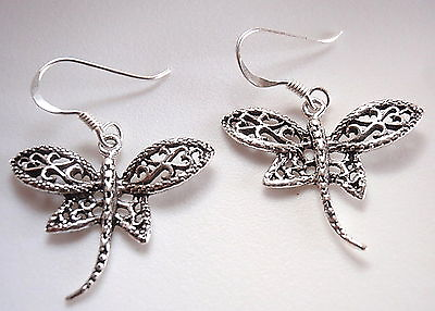 #ad Dragonfly Filigree Dangle Earrings 925 Sterling Silver Corona Sun Jewelry $13.99