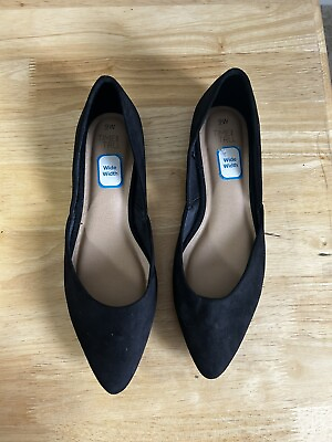 #ad Time And True Black Flats Pointed Toe Size 9W $12.00