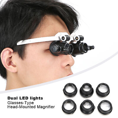 #ad Headband Magnifier Glasses Hands Free LED Light Head Loupe for Jeweler $12.80