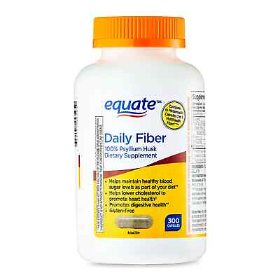 #ad Equate Daily Fiber 100% Psyllium Husk Dietary Supplement Capsules 300 Count $16.30