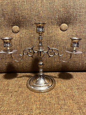 #ad 9quot; tall Baldwin Brass Two arm 3 candle Arm Candleabra $26.00