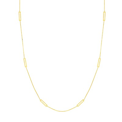 #ad 2.5mm Open Rectangle Adjustable Necklace Real 14K Yellow Gold 18quot; $208.44