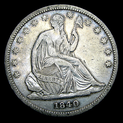 #ad 1840 Small Letters Seated Liberty Half Dollar Silver Nice Type Coin #VF229 $260.00