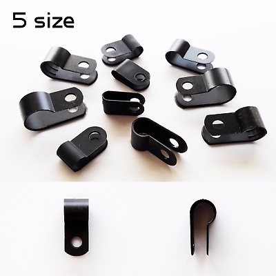 #ad 25 100 Black Nylon Cable Clamp Clip UV Resistant Wire Electrical Hose Loop Fixer $2.69