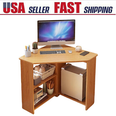 #ad Corner Desk Small Computer Desk w Storage Shelves for Home Office $74.99