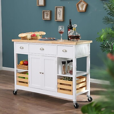 #ad Kitchen Island on Wheels with DrawersCupboards Rolling Kitchen Table w Storage $269.99