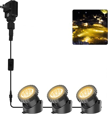 #ad LED Warm White Pond Lights Underwater Submersible Landscape Spotlights Fountain $27.89