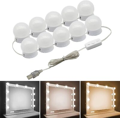#ad Hollywood Style Vanity Mirror 10 Lights Kit Adjustable Color and Brightness Room $59.99
