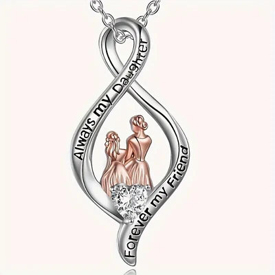 #ad Always My Daughter Pendant Infinity Necklace Forever Love Mother Silvery Gift $9.98