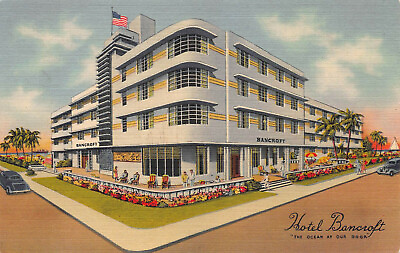#ad Hotel Bancroft Miami Beach Florida Early Linen Postcard Unused $12.00
