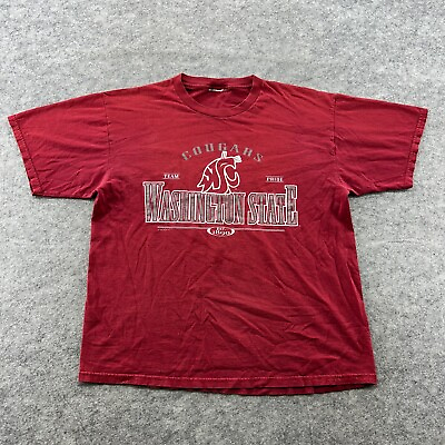 #ad VTG Washington State University Cougars Shirt Mens Large Red Graphic Logo Y2K $4.95