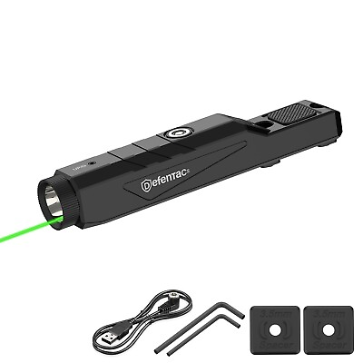 #ad DEFENTAC 1600lm Magnetic Charging Tactical Flashlight amp; Green Laser Sight M Lok $47.99