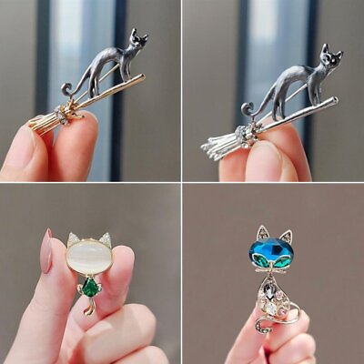 #ad Fashion Cat Animal Crystal Brooch Pin Corsage Pin Wedding Jewelry Wholesale Gift C $1.67
