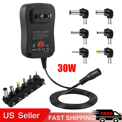 #ad AC DC 30W Universal Power Adapter 3v 12v Switching Supply USB Port 6 Tips 2000ma $13.96