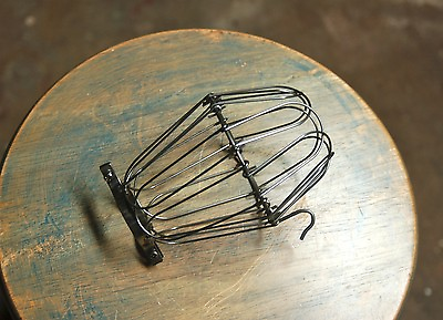 #ad Steel Wire Bulb Cage Clamp On Lamp Guard Vintage Trouble Lights Industrial $6.94