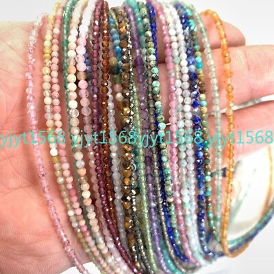 #ad 20pcs 2mm Natural Stone Gems Cutting beads Mini necklaces Bracelet Fit Pendant $40.00