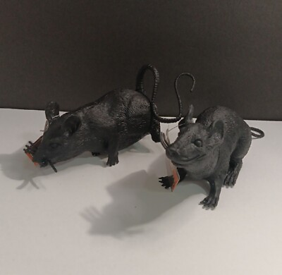 #ad Halloween Black Plastic Free Standing Decorative MOUSE New Set Of 2 $8.99