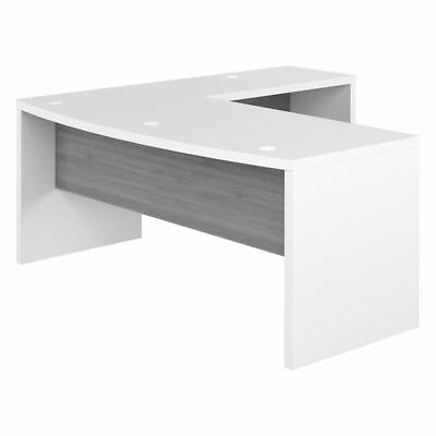 #ad Echo 72W Bow Front L Shaped Desk in White amp; Gray Engineered Wood $468.98