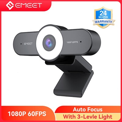 #ad 1080P 60FPS Webcam with Ring Light EMEET C970L Autofocus Streaming Web Camera $53.99
