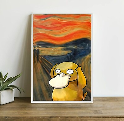 #ad Pokemon Van Gogh Psyduck Wall Print Art Japanese Scream Van Gogh Wall Poster $14.89