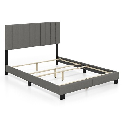 #ad Modern Queen Size Upholstered Platform Bed Frame Home W Velvet Tufted Headboard $138.96
