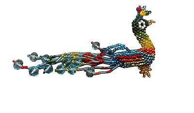 #ad Spirit of Nature Ornament PEACOCK seed beads beaded strand blue green red $13.49