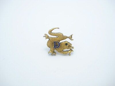 #ad Antique Gold Filled Lizzard Letter D Fraternal Lapel Pin Tie Tack No Backing $22.49
