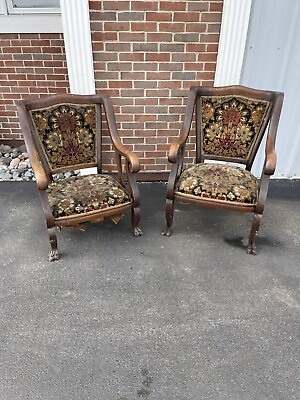#ad Pair French Antique Arm Chairs Very Nice Looking 36.5”H see details Floral $321.30