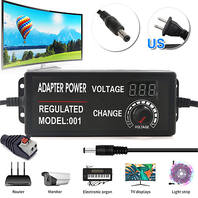 #ad 60W Power Supply DC 3V 24V Adjustable Variable Universal Switching AC DC Adapter $18.71