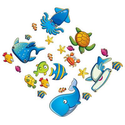 #ad Anti slip Cartoon Wall Sticker Bathtub Decorative Kids Stickers Ocean Fish Baby $6.93
