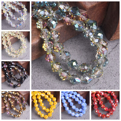 #ad 1 Strand 70pcs 7.5mm Colorful Plated Round Bicone Faceted Crystal Glass Beads $4.99