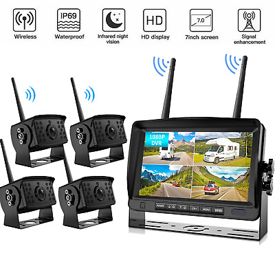 #ad 1080P Wireless RV Backup Camera System 7quot; DVR Monitor for Truck Trailer Camper $79.00