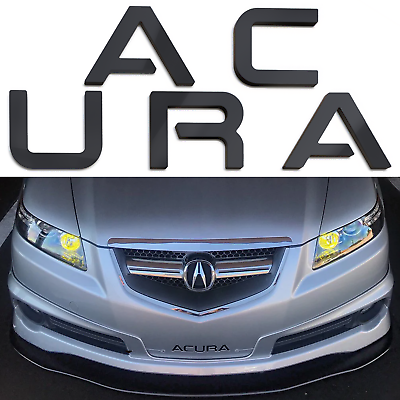 #ad Matte Black Raised Plastic Letters Inserts Acura TL 2004 2008 Front Bumper $15.25