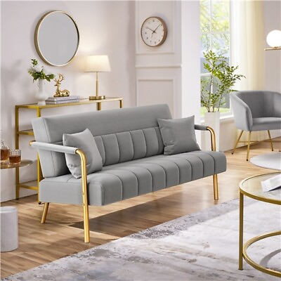 #ad #ad 2 Seater Velvet Sofa Modern Small Loveseat Couch for Bedroom Living Room Studio $149.99