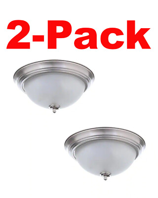 #ad COMMERCIAL ELECTRIC 11 in. 1 Light Brushed Nickel Flush Mount 2 Pack $25.64